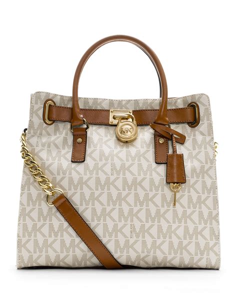 michael kors hamilton large logo tote vanilla|Michael Kors Hamilton studded tote.